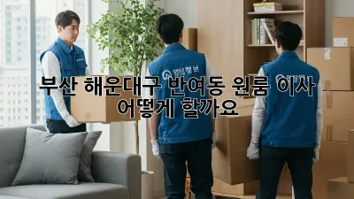 부산 해운대구 반여동 원룸 이사, 어떻게 할까요?